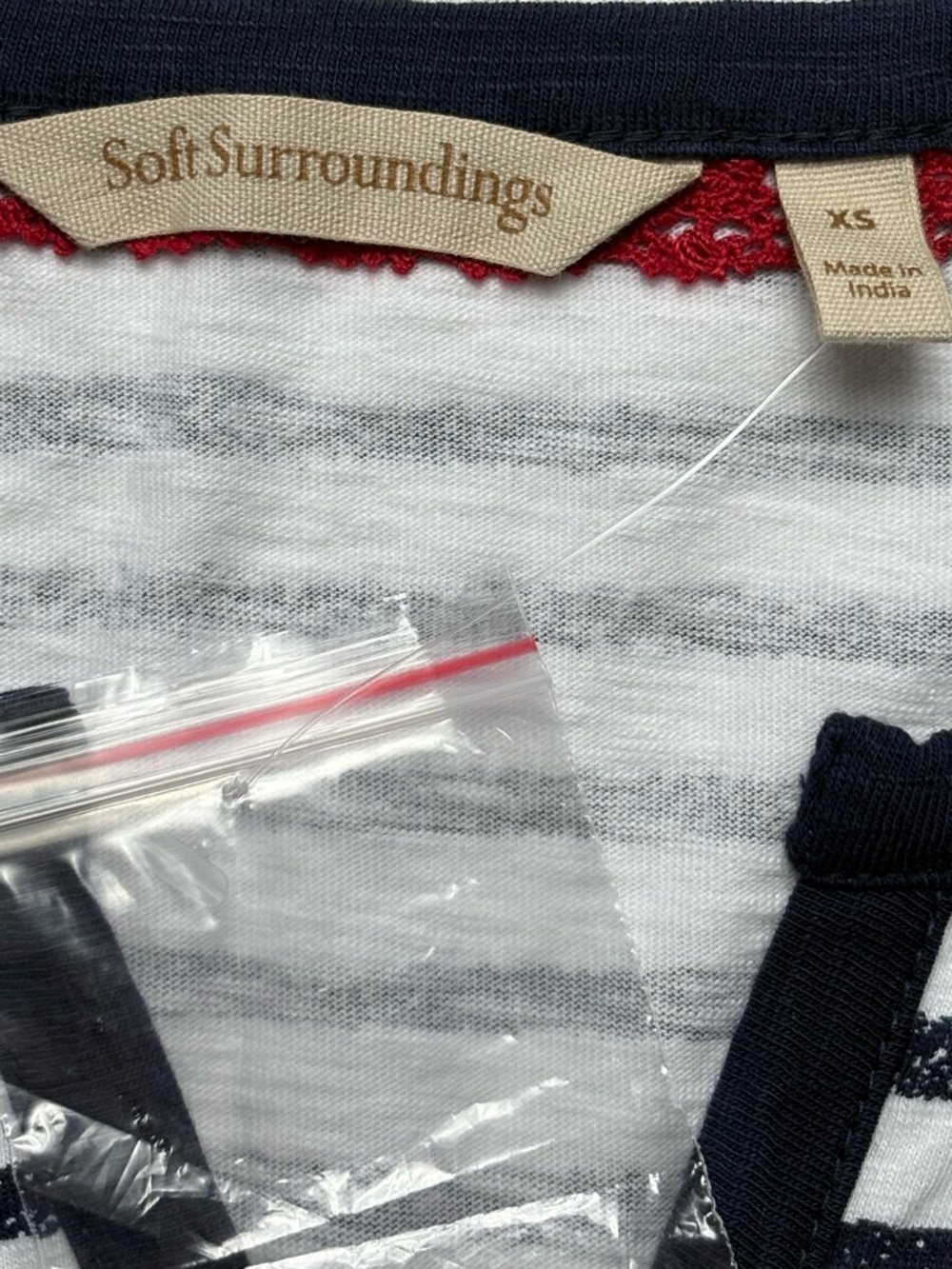 NEW Soft Surroundings Lots of Love Striped 3/4 SIv Je Taime Knit Tunic XS - Picture 9 of 10